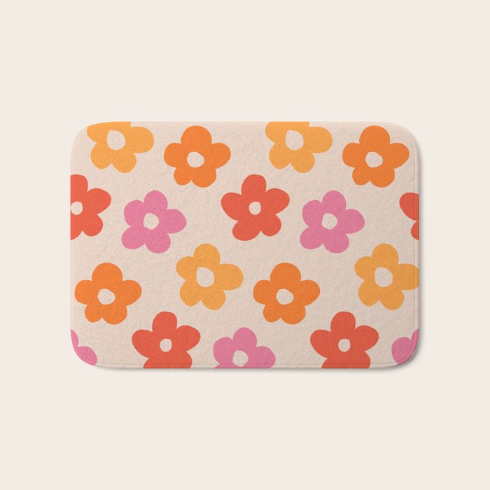 Retro 60s 70s Flowers Pattern #pattern #vintage Bath Mat Gallery Image 1