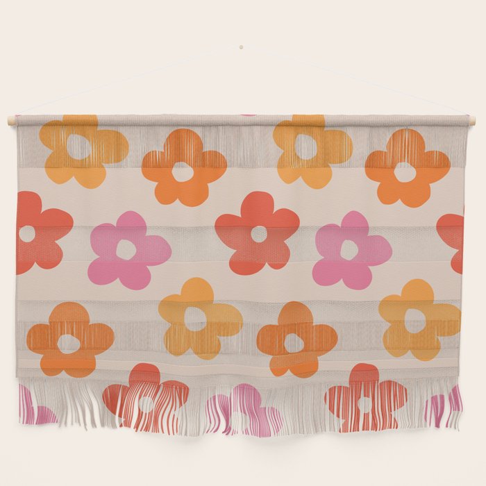 Retro 60s 70s Flowers Pattern #pattern #vintage Wall Hanging Gallery Image 1