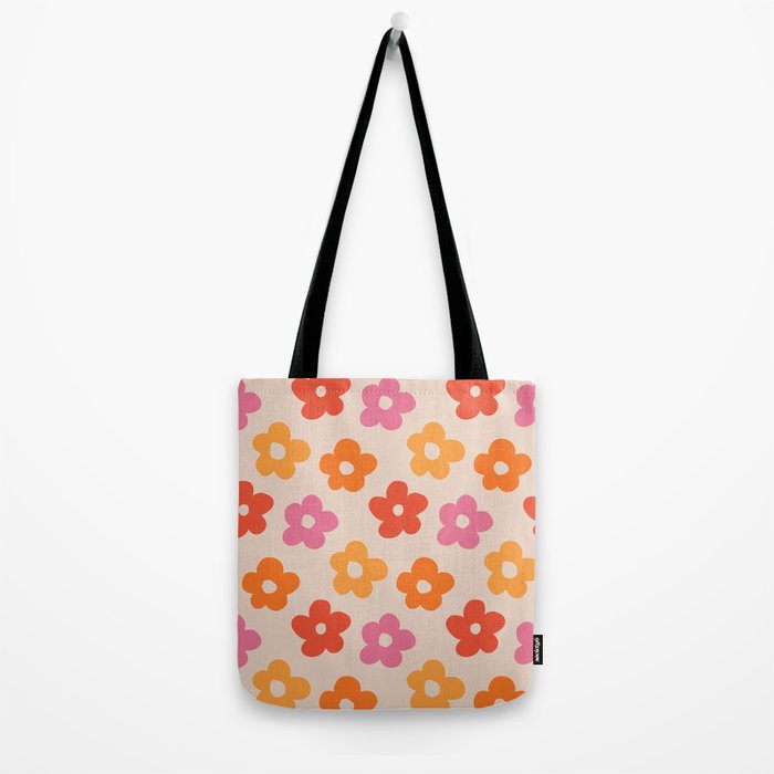 Retro 60s 70s Flowers Pattern #pattern #vintage Tote Bag Gallery Image 2