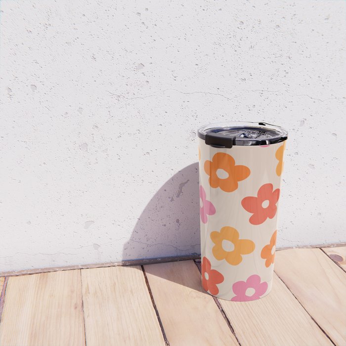 Retro 60s 70s Flowers Pattern #pattern #vintage Travel Mug Gallery Image 4