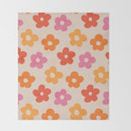 Retro 60s 70s Flowers Pattern #pattern #vintage Throw Blanket Gallery Image 2