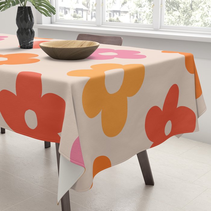 Retro 60s 70s Flowers Pattern #pattern #vintage Tablecloth Gallery Image 3