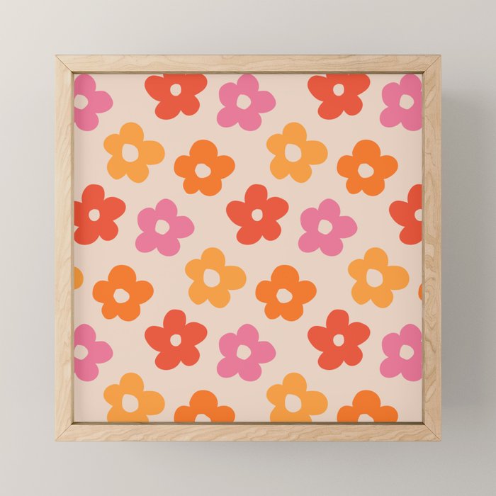 Retro 60s 70s Flowers Pattern #pattern #vintage Mini Art Print Gallery Image 1