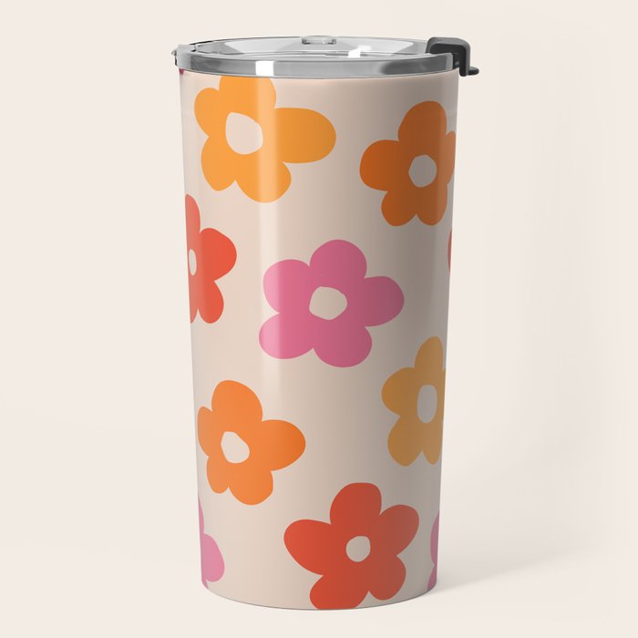 Retro 60s 70s Flowers Pattern #pattern #vintage Travel Mug Gallery Image 2