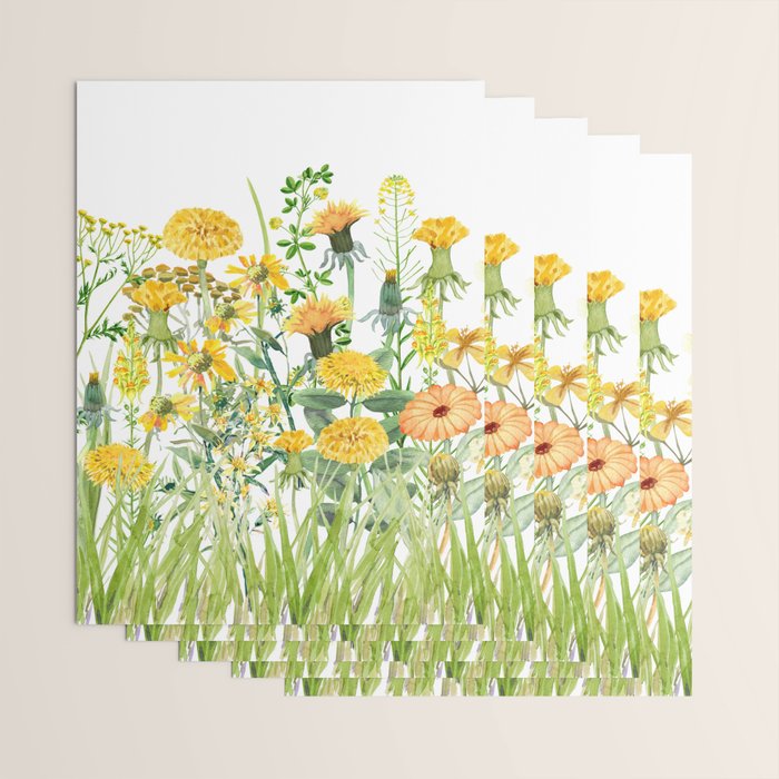 Yellow Scandinavian Wildflowers  Meadow  Wrapping Paper Gallery Image 3