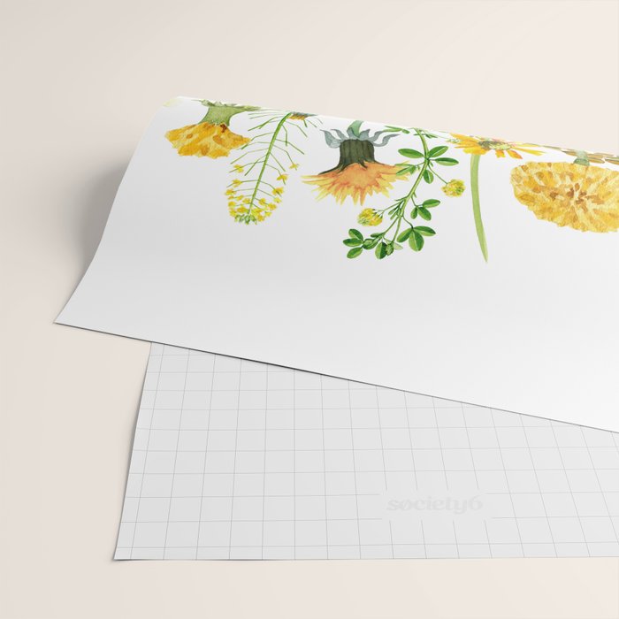 Yellow Scandinavian Wildflowers  Meadow  Wrapping Paper Gallery Image 2