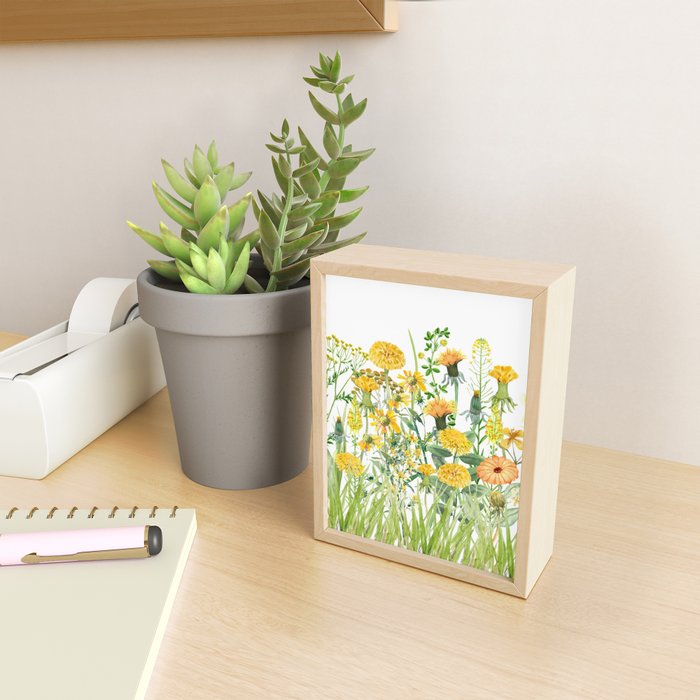 Yellow Scandinavian Wildflowers  Meadow  Mini Art Print Gallery Image 2