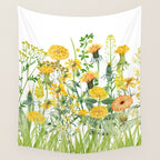 Yellow Scandinavian Wildflowers  Meadow  Wall Tapestry Gallery Image 4