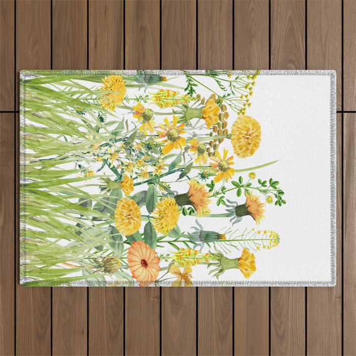 Yellow Scandinavian Wildflowers  Meadow  Outdoor Rug Gallery Image 1