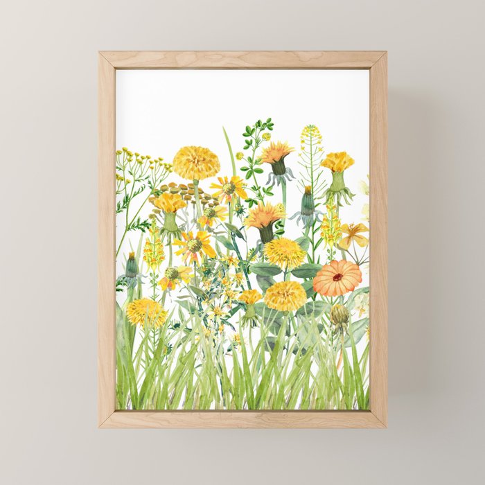 Yellow Scandinavian Wildflowers  Meadow  Mini Art Print Gallery Image 1