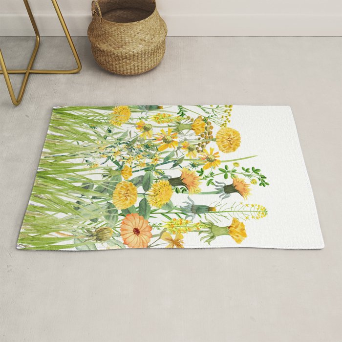 Yellow Scandinavian Wildflowers  Meadow  Rug Gallery Image 1