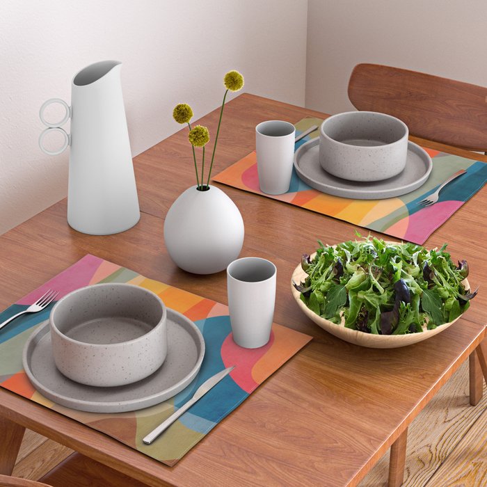 Colorful Vibrant Bright Modern Abstract Artwork Placemat Gallery Image 2