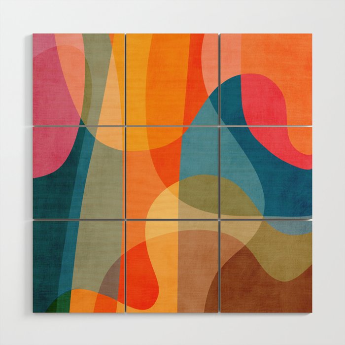 Colorful Vibrant Bright Modern Abstract Artwork Wood Wall Art Gallery Image 1