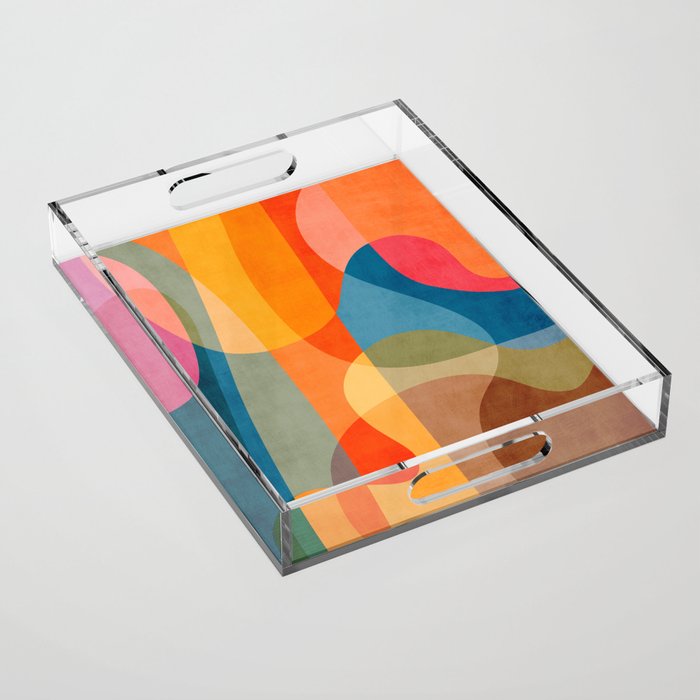 Colorful Vibrant Bright Modern Abstract Artwork Acrylic Tray Gallery Image 1