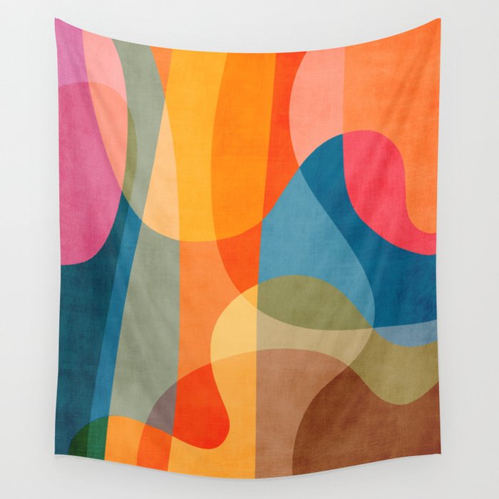 Colorful Vibrant Bright Modern Abstract Artwork Wall Tapestry Gallery Image 4