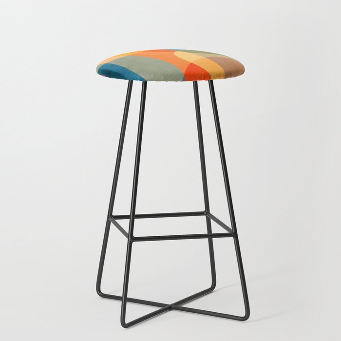 Colorful Vibrant Bright Modern Abstract Artwork Stool Gallery Image 1