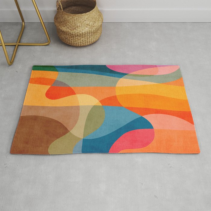 Colorful Vibrant Bright Modern Abstract Artwork Rug Gallery Image 1