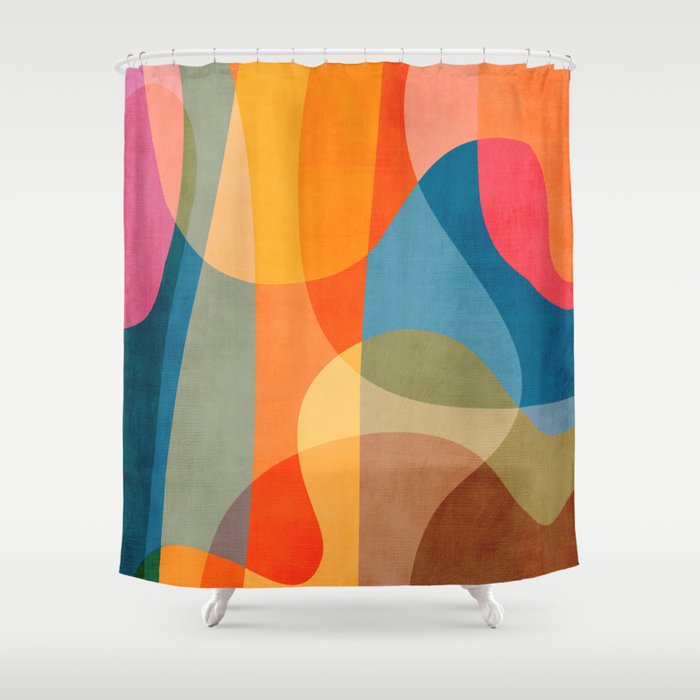 Colorful Vibrant Bright Modern Abstract Artwork Shower Curtain Gallery Image 1