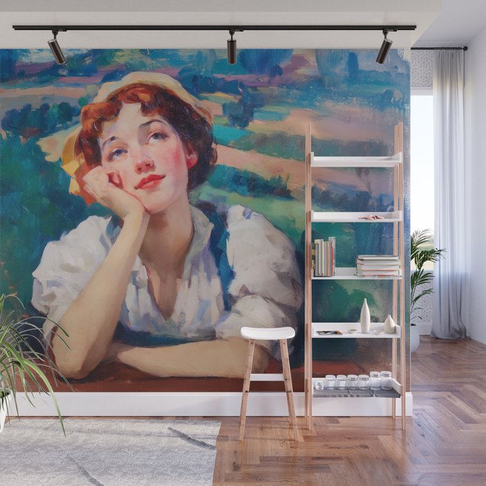 Daydream in Autumn Fields Wall Mural Gallery Image 1