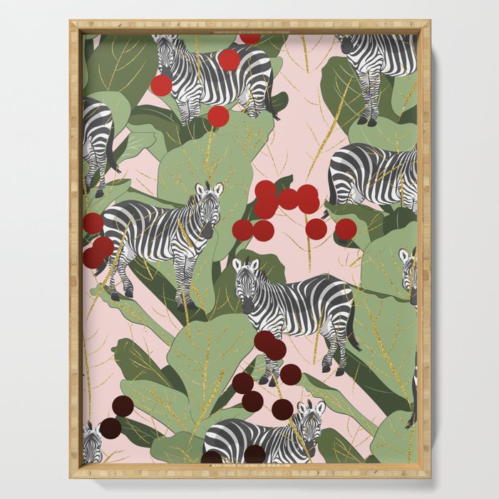 Zebra Harem #society6 #decor #buyart Serving Tray Gallery Image 1