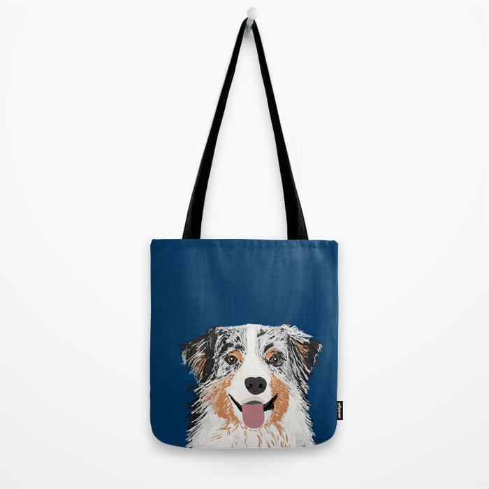 Australian Shepherd blue merle cute pet portrait dog person must have gifts for aussie owner  Tote Bag Gallery Image 2