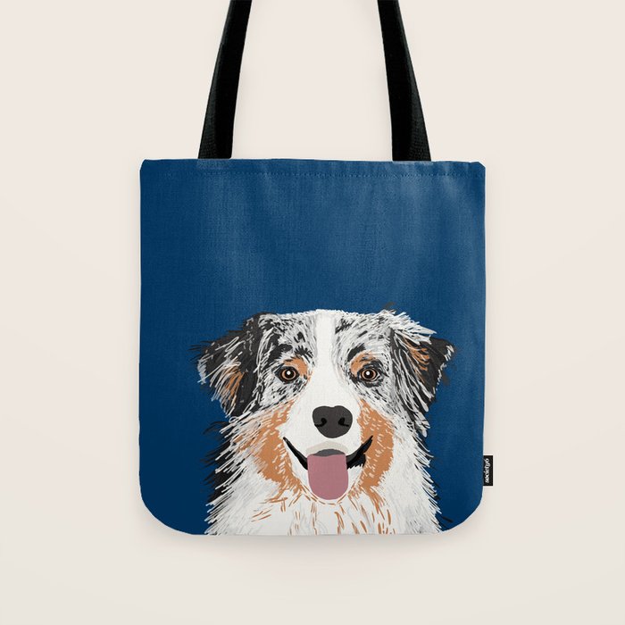 Australian Shepherd blue merle cute pet portrait dog person must have gifts for aussie owner  Tote Bag Gallery Image 1