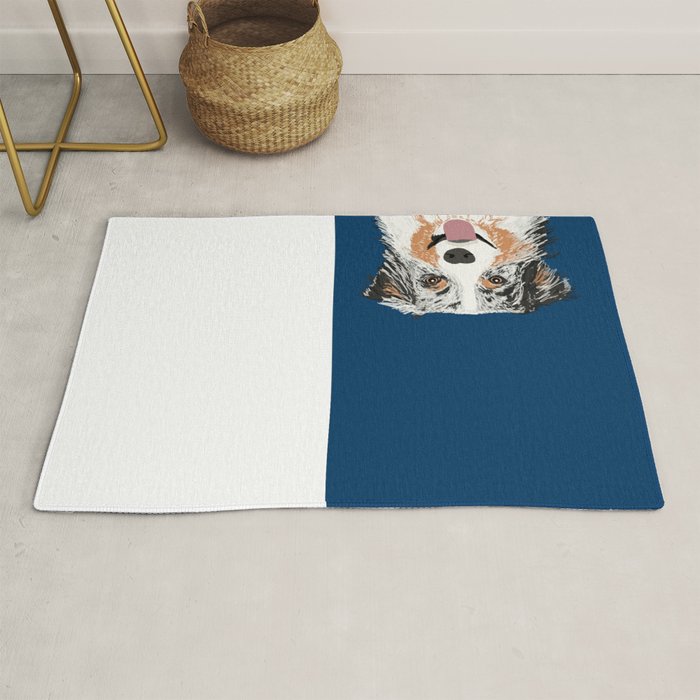 Australian Shepherd blue merle cute pet portrait dog person must have gifts for aussie owner  Rug Gallery Image 1