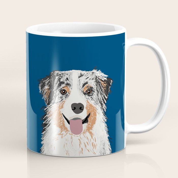 Australian Shepherd blue merle cute pet portrait dog person must have gifts for aussie owner  Coffee Mug Gallery Image 1