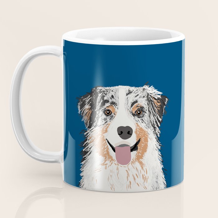 Australian Shepherd blue merle cute pet portrait dog person must have gifts for aussie owner  Coffee Mug Gallery Image 3
