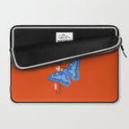 Blue Butterfly and Blooms on a Red Canvas Laptop Sleeve Gallery Image 2