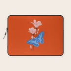Blue Butterfly and Blooms on a Red Canvas Laptop Sleeve Gallery Image 1