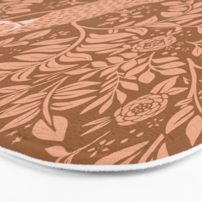 Summer Cheetah Floral Pattern - Fawn Brown Bath Mat Gallery Image 3