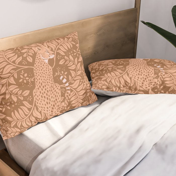 Summer Cheetah Floral Pattern - Fawn Brown Pillow Sham Gallery Image 2