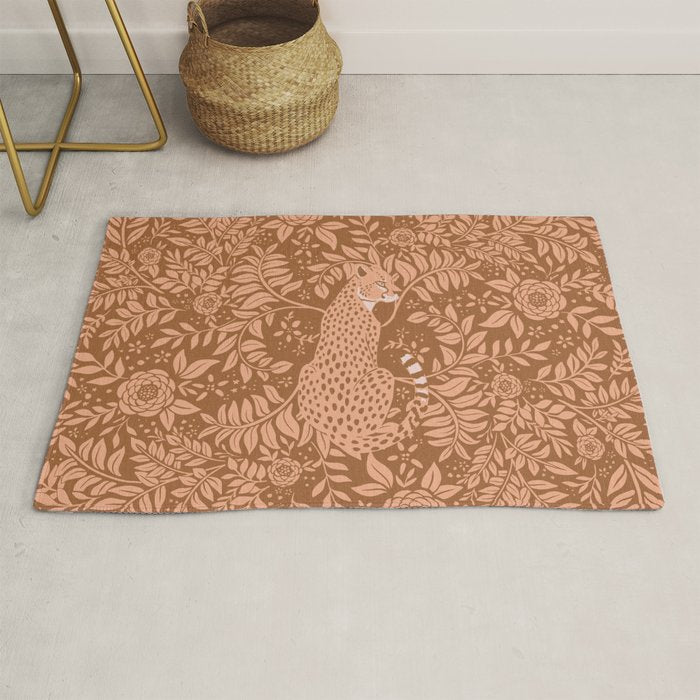 Summer Cheetah Floral Pattern - Fawn Brown Rug Gallery Image 1