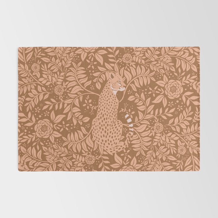 Summer Cheetah Floral Pattern - Fawn Brown Rug Gallery Image 2