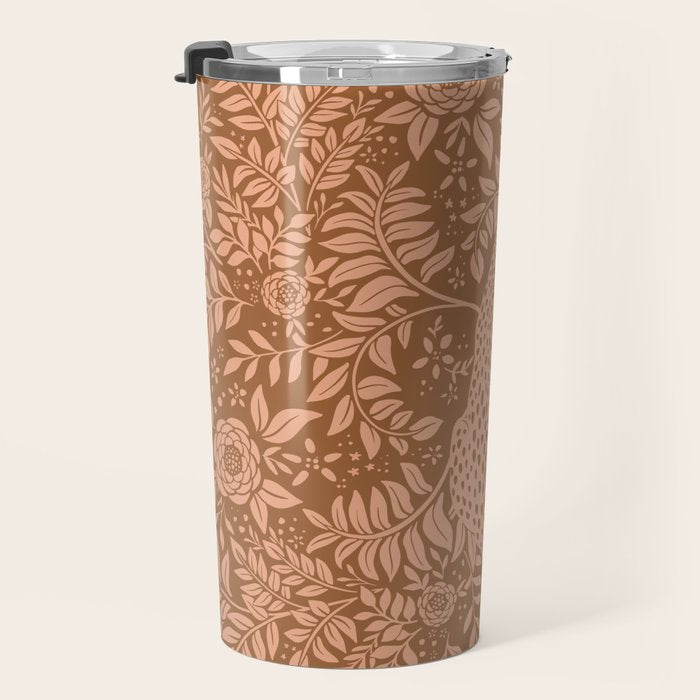 Summer Cheetah Floral Pattern - Fawn Brown Travel Mug Gallery Image 3