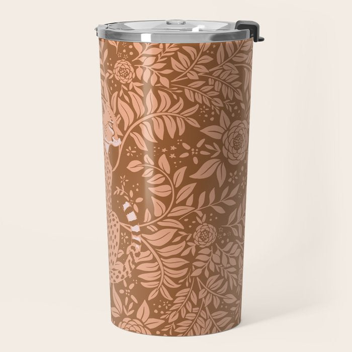 Summer Cheetah Floral Pattern - Fawn Brown Travel Mug Gallery Image 2