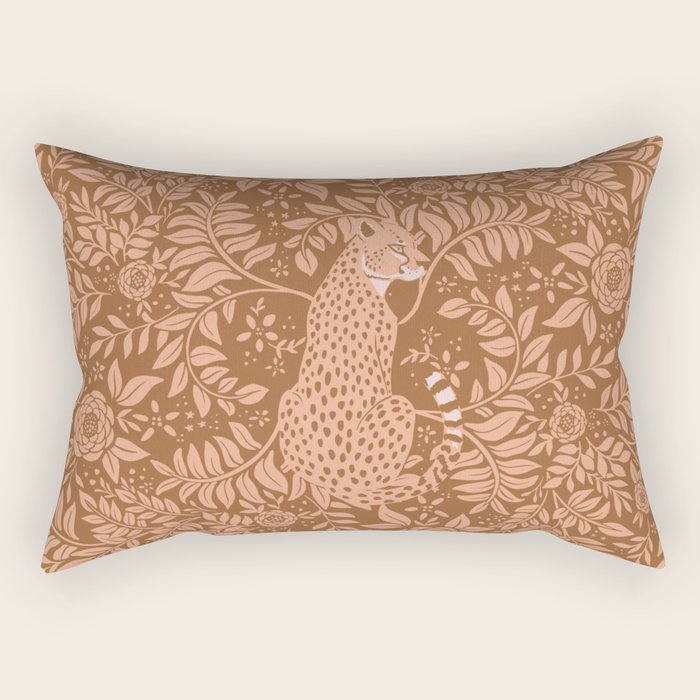 Summer Cheetah Floral Pattern - Fawn Brown Rectangular Pillow Gallery Image 2