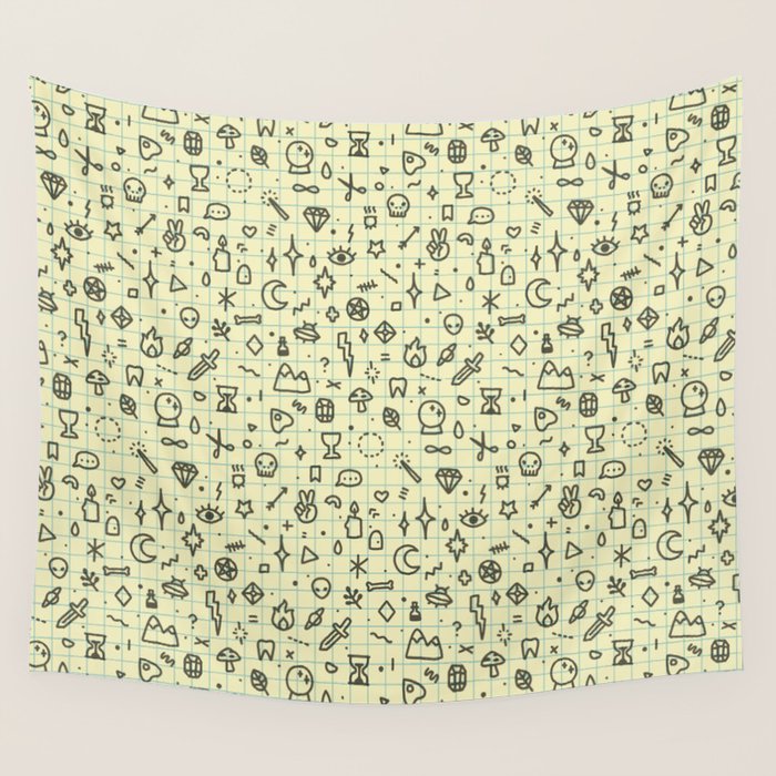 Doodles Pattern Wall Tapestry Gallery Image 4