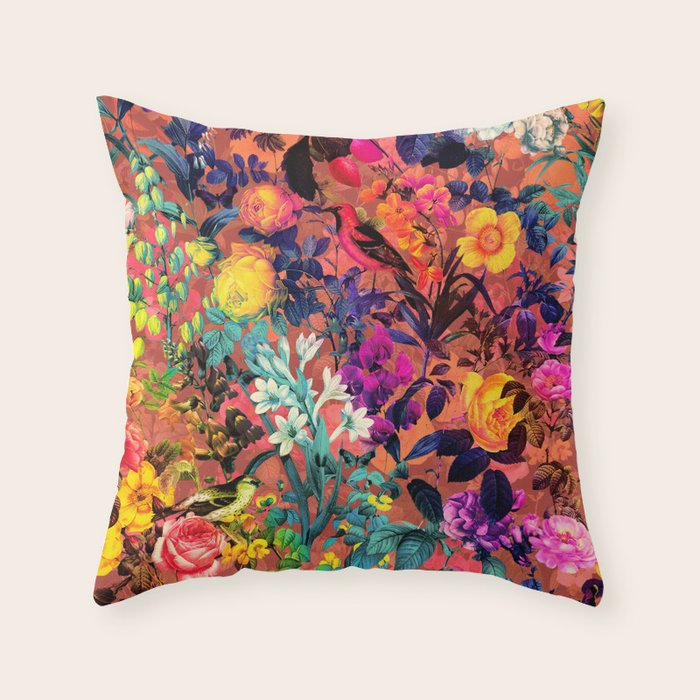 Floral and Birds II Throw Pillow Gallery Image 1