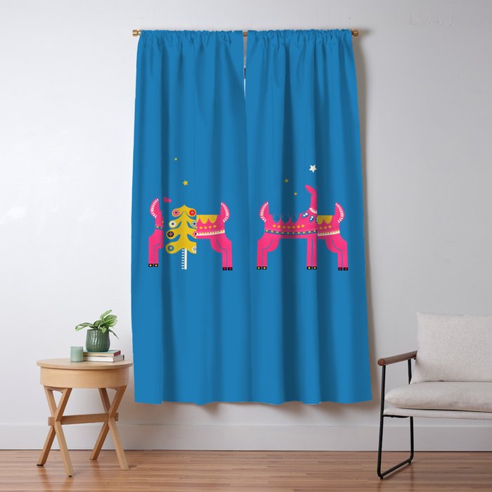 Festive Deers In Hot Pink Window Curtain Gallery Image 1
