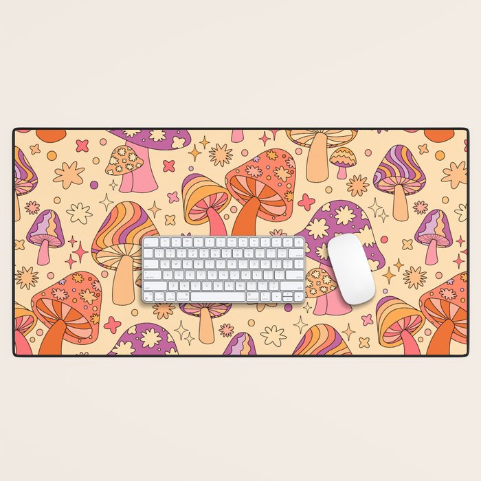 Purple & Orange Magic Mushrooms Desk Mat Gallery Image 1