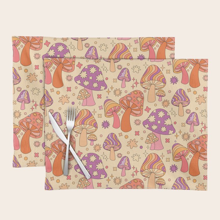 Purple & Orange Magic Mushrooms Placemat Gallery Image 1