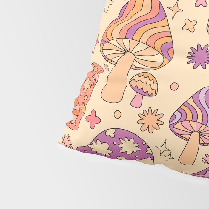 Purple & Orange Magic Mushrooms Pillow Sham Gallery Image 4