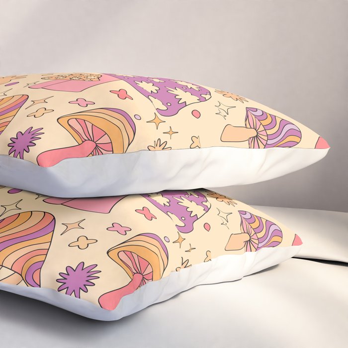 Purple & Orange Magic Mushrooms Pillow Sham Gallery Image 3