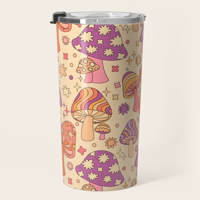 Purple & Orange Magic Mushrooms Travel Mug Gallery Image 3