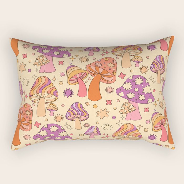Purple & Orange Magic Mushrooms Rectangular Pillow Gallery Image 1