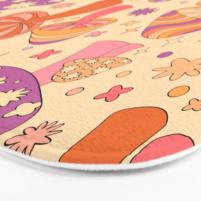 Purple & Orange Magic Mushrooms Bath Mat Gallery Image 3