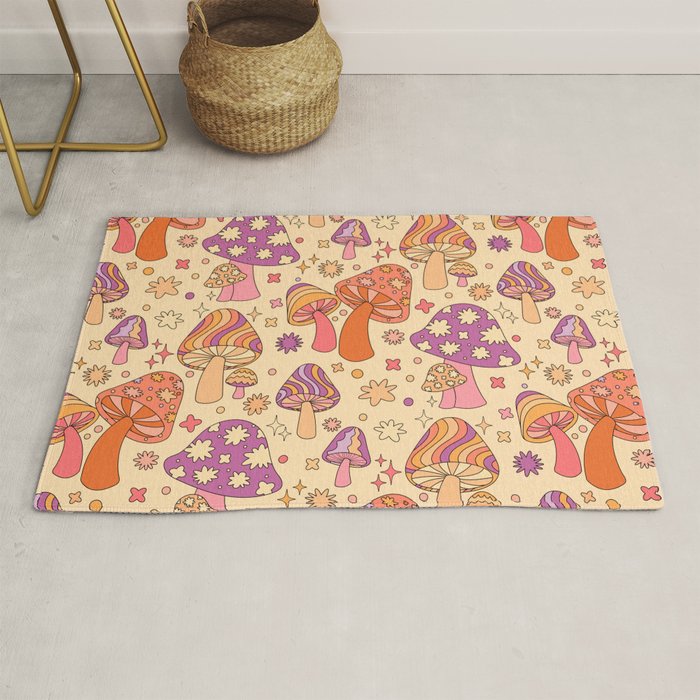 Purple & Orange Magic Mushrooms Rug Gallery Image 1