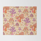 Purple & Orange Magic Mushrooms Throw Blanket Gallery Image 2